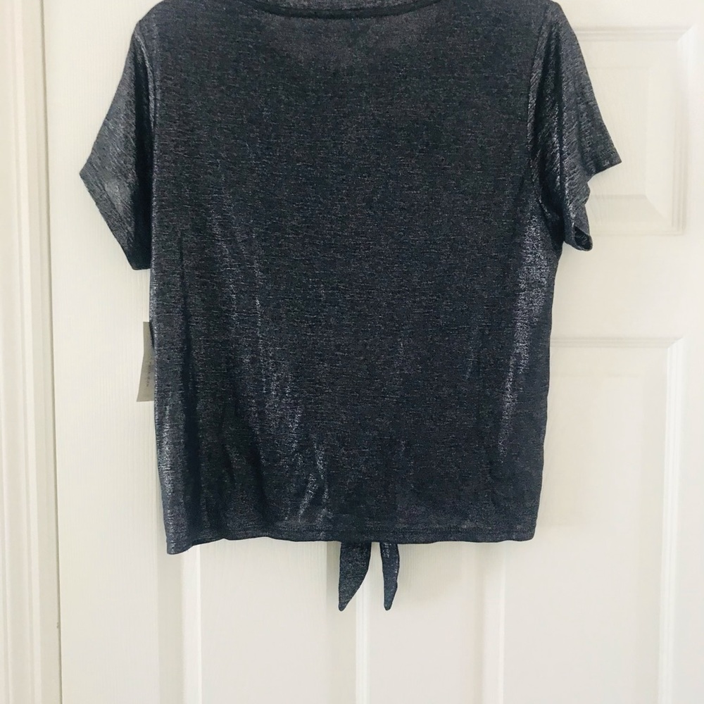 NWT Soho NY&Co Metallic Short Sleeve Top - Picture 4 of 6